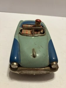 Modern Toys Japan Tin Litho Blue Two Door Convertible Friction Toy w/ Driver - Picture 1 of 6