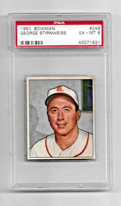 1950 BOWMAN BASEBALL CARD #249 GEORGE STIRNWEISS PSA 6 NQ MLB ST. LOUIS BROWNS - Picture 1 of 5