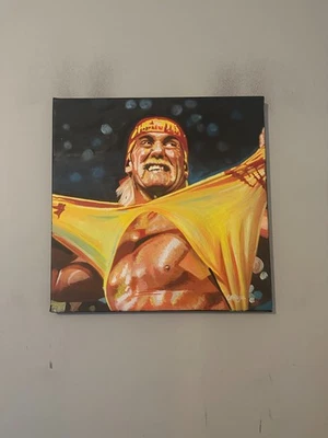 Hulk Hogan WWE Art 18" x 18" Pop Art Painting Chris Cargill - Image 1 of 4