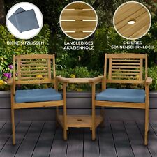 Doppel Gartenbank mit Tisch Loveseat 2-Sitzer Akazie Sitzbank Liebessitz Bank