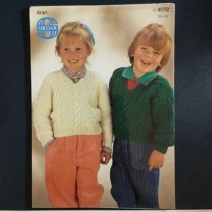 Sirdar C4572 Aran Cardigan Vintage Knitting Pattern Children Girls & Boys 20-28" - Picture 1 of 1