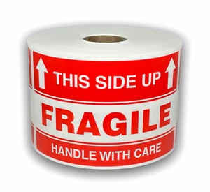 Fragile This Side Up Arrow Stickers | 3"x5" | Peel and Stick | 2RLS 1000 Labels - Picture 1 of 3
