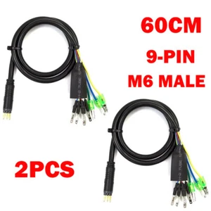 2X 60cm E-Bike 9 Pin Motor Convert Extension Cable Cord Waterproof Connector USA - Picture 1 of 20
