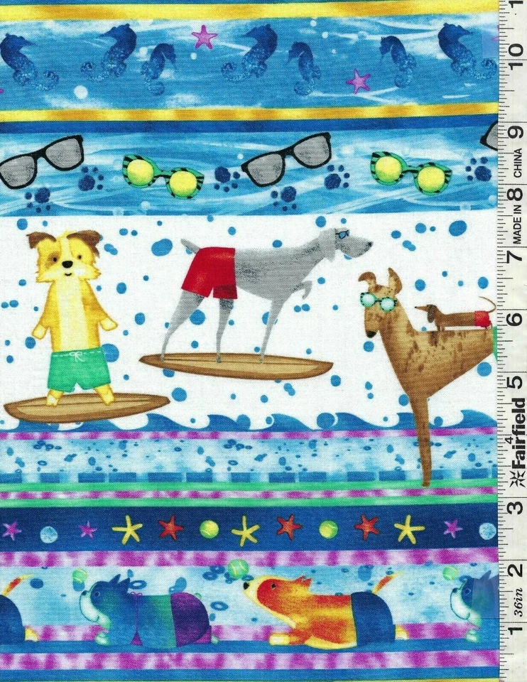 Surfing Hound Dogs Stripes de Studio E bty Foto 1 de 3