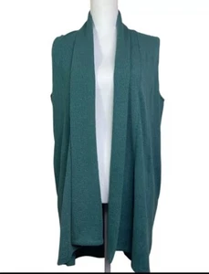 Soft Surroundings size XS Vest Shawl Collar Duster Length Layering Topper Green - Picture 1 of 8