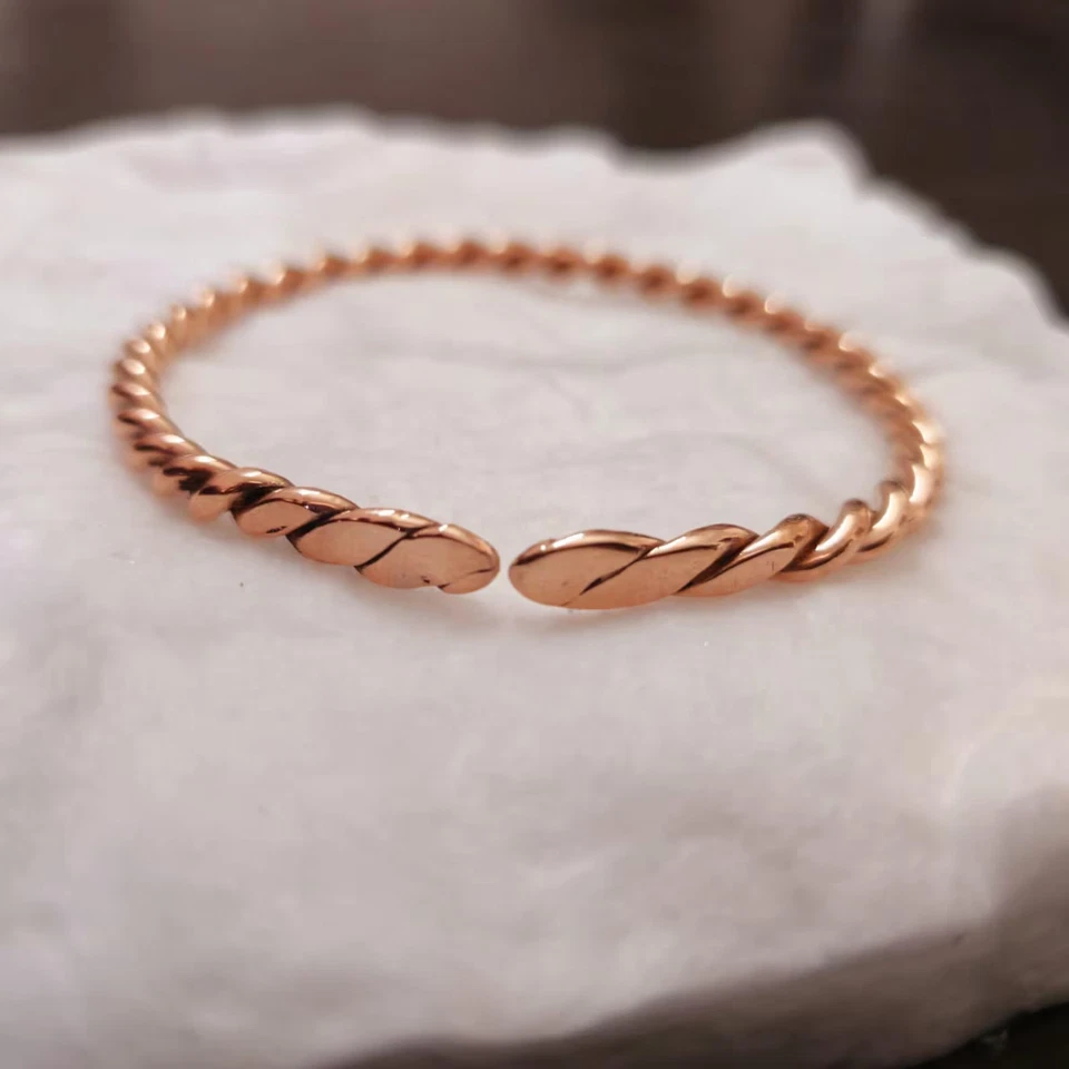 Pure Copper Tensor Ring Bangle Bracelet Copper round cuff adjustable bangle - Image 1 of 4