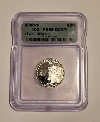 2000-S New Hampshire State Quarter PR69DCAM ICG!!!!!!!!! - Image 1 of 2