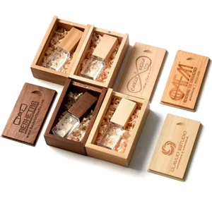 Crystal Wooden USB2.0 Flash Drive 32GB Pen Drive 64GB Custom Logo Memory Stick - Afbeelding 1 van 9