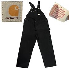 New Carhartt Duck Double Knee Bibs Size 48x32 Made In USA Union Made Black