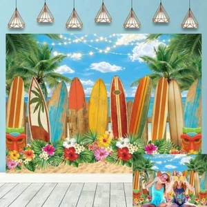 Summer Surfboard Beach Party Backdrop Aloha Tropical Hawaiian Blue Sky Ocean ... - Picture 1 of 7