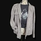 Hinge button Utility Military Jacket gray Embossed Floral women size medium