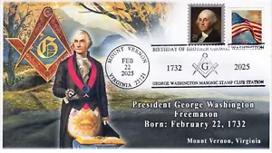 25-052, 2025, George Washington Birthday, Event Cover, Pictorial Postmark, Mason - Picture 1 of 1