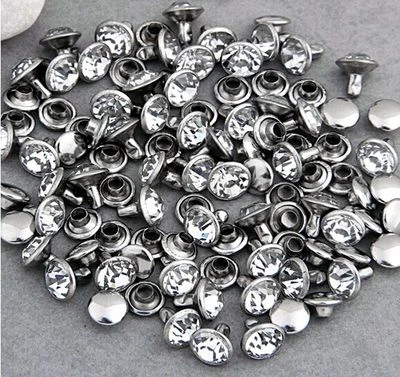 100Sets 6mm CZ Crystals Rhinestone Rivets Silver Nailhead Spots Studs DIY - Image 1 of 4
