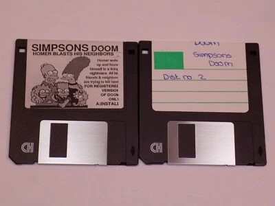 Simpsons Doom 3.5" Disk Computer PC Video Game IBM Homer Blasts His Neighbors S - Image 1 of 2
