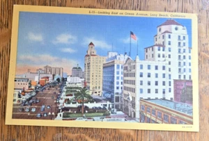 Ocean Ave. Escena Long Beach, CA, postal vintage 1930, Western Publishing Co. - Imagen 1 de 2