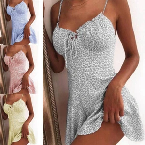 Dress Plus Size Cami V Neck Vest Ladies Strappy Women Boho Sundress Beach Party - Picture 1 of 10