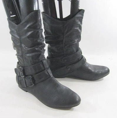 new  Black Round Toe  Ankle Boots Side Buckle  Women Size 11 - Image 1 of 4