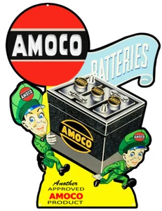 Amoco Batteries Cut Out Metal Sign 15.5x20 - Picture 1 of 1