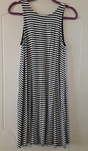 Vestido Solero Antiguo Azul Marino Blanco y Negro a Rayas Mediano - Imagen 1 de 4