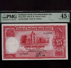 Escocia 5 libras 1943 P-S645 * PMG XF 45 EPQ * Alto grado * - Imagen 1 de 8