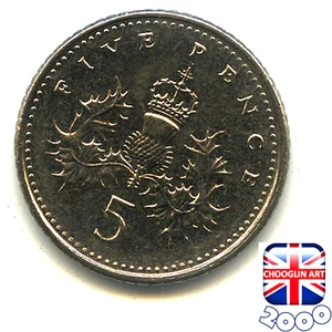 Eine britische 2000 Elizabeth II Five Pence 5p Münze, 25 Jahre alt! - Bild 1 von 2