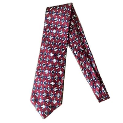 Corbata para hombre John Blair 100 % seda diamante rojo estampado geométrico Foto 1 de 3