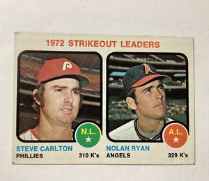 1973 Topps #67 Strikeout Leaders Nolan Ryan/Steve Carlton