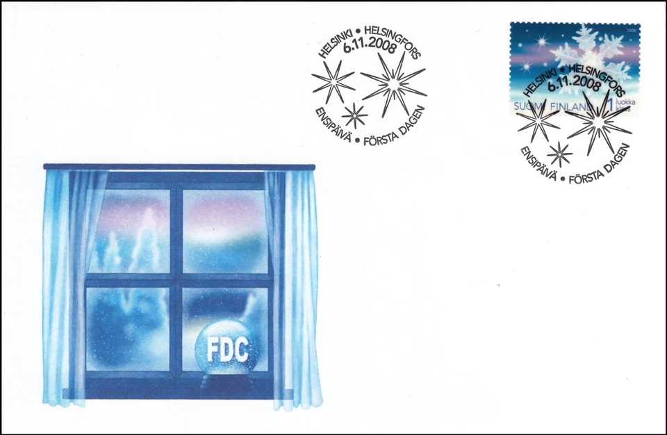 Snowflake Christmas The World's First Transparent Stamp Finland FDC Cover 2008 - Image 1 of 1