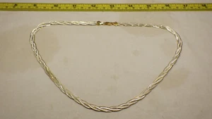 Vintage Sterling Silver .925 Necklace Triple Strand Herringbone Diamond Cut 18" - Picture 1 of 15