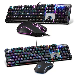 Motospeed CK888 USB Wired Mechanical Gaming Keyboard And Optical Mouse Combo RGB - Picture 1 of 17
