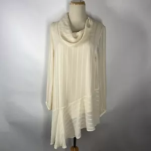Soft Surroundings Small Neapolitan Woven Sheer Striped Cowl Asymmetrical Top - Picture 1 of 6