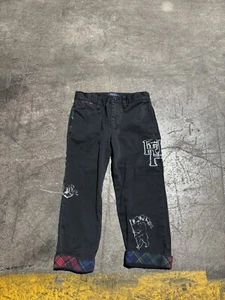 Polo Ralph Lauren Graphic Stencil Print Pants PRL Bear Flag Plaid Cuffs 3T Boys - Picture 1 of 12