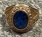 Ladies 10k Yellow Gold High School Class Ring, Sapphire Stone, Size 5, 6.7 grams