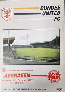 A Rare Fine Fair Premier Div. Dundee Utd-Aberdeen 17th October 1987 Match Prog. - Picture 1 of 1