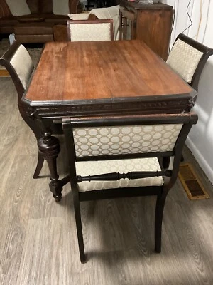 Antique Dining Room Table With 4 Chairs - Image 1 of 4