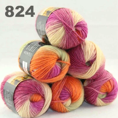 SALE 6BallsX50gr Warm Colorful Rugs Knitting Wool Blankets Crocheted Yarn 24 - Image 1 of 4