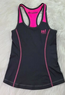 Camiseta sin mangas de fitness Abercrombie & Fitch A&F Active negra rosa (S)  Foto 1 de 4