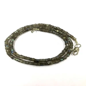 Natural Stone Faceted Labradorite Tyre Beads 18" Strand Wheel Shape 4mm Beads. - Picture 1 of 10