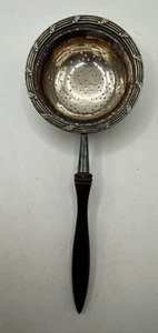 Antique Silver Plate Over Cup Tea Strainer Spoon with Wood Handle 7” - Picture 1 of 8