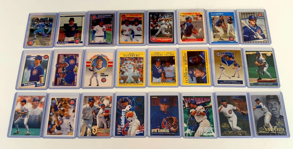 Ryne Sandberg 1983-1997 Fleer Base/Inserto/Lote Premium - 24 cartas diferentes Foto 1 de 1