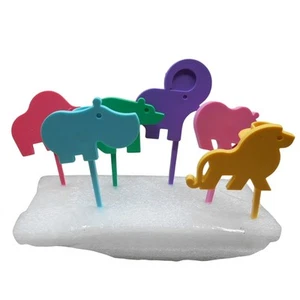 Vintage 1993 Tupperware Zoo Animal Birthday Cake Candle Holders Set of 6 - Picture 1 of 5
