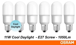 6 x Osram Narrow LED Light Globes Bulbs 11W E27 Screw ES Cool Daylight 1050Lm - Picture 1 of 3