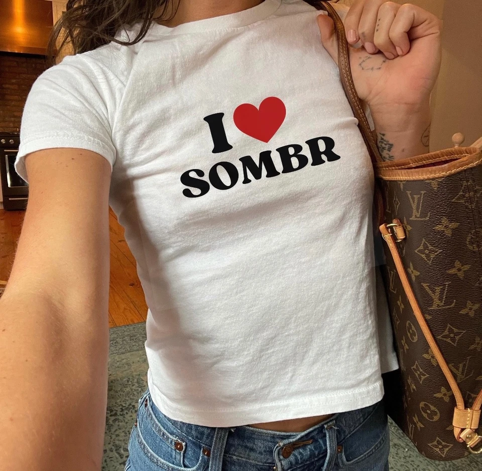 I love Sombr crop white baby tee graphic tshirt - Image 1 of 1