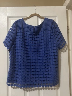 Nueva Camisa RSVP Tablots Floral Encaje Azul Talla 2X Manga Corta Mujeres Cremallera Lateral Foto 1 de 4