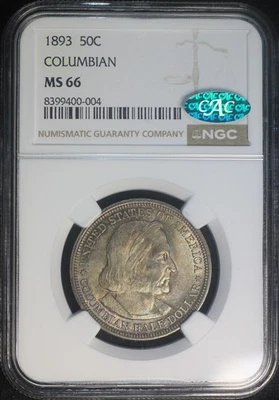 1893 Columbian Commemorative Silver Half Dollar NGC MS66 CAC Well Struck Coin - Image 1 of 2