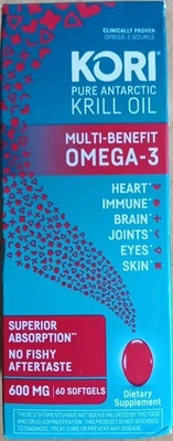 KORI PURE ANTARCTIC KRILL OIL MULTI-BENEFIT OMEGA-3 600MG SUPPLEMENT 60 SOFTGELS - Image 1 of 4