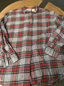 Northern Reflections Red Tartan Plaid Print Flannel Button Up Shirt Womens M - Picture 1 of 5