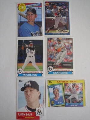 Miami Marlins Set of 6 Topps Archive 2016 Baseball Card Florida - Image 1 of 4