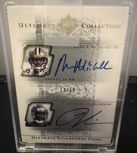 2004 Ultimate Collection LaDainian Tomlinson Deuce McAllister DUAL Auto /50 RARE - Picture 1 of 2