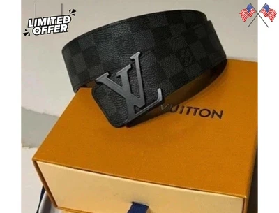 Cinturón Damier de grafito para hombre Louis Vuitton con hebilla LV negra - estilo auténtico Foto 1 de 3